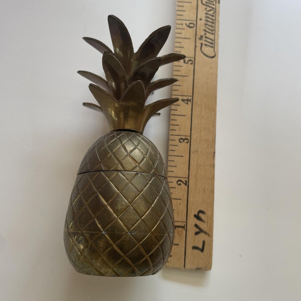 Brass‎ Pineapple Decor Lot *(1) Trinket Box (2) Napkin Rings Made in India - Picture 9 of 13